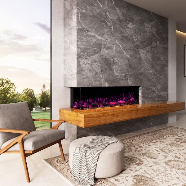 3 Sided Electric Fireplace, 3000W 50 in. Smart WiFi Electric Fireplace Insert with Crackling Sound, RGB LED Flame Colors