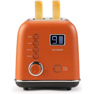 2-Slice Red Automatic Metal Toaster 9-Shade Settings for Toast with Removable Crumb Tray Digital Lever less Toaster