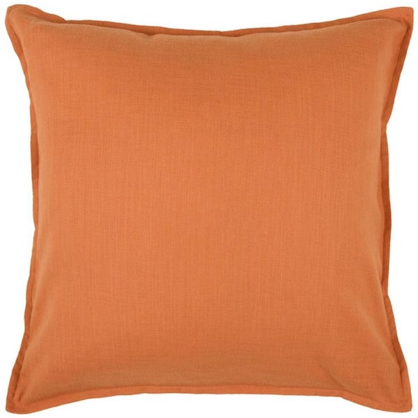 HomeRoots Orange Solid Polyester 20 in. x 20 in. Throw Pillow