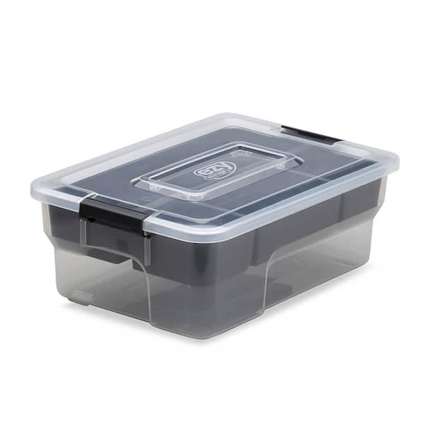 Ezy Storage Sort It Storage Container With Removable Tray In Clear And Gray Provides A Reliable Storage Solution For A Wide Range Of Small Items