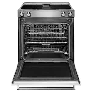 6.4 cu. ft. 4 Burner Element Downdraft Slide-In Electric Range with Self-Cleaning Convection Oven in Stainless Steel