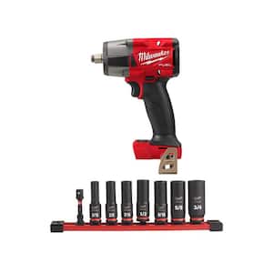 M18 FUEL GEN-2 18V Lithium-Ion Mid Torque Brushless Cordless 1/2 in. Impact Wrench with Socket Set (8-Piece)