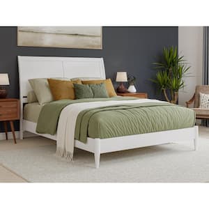Valencia White Solid Wood Frame Queen Low Profile Platform Bed