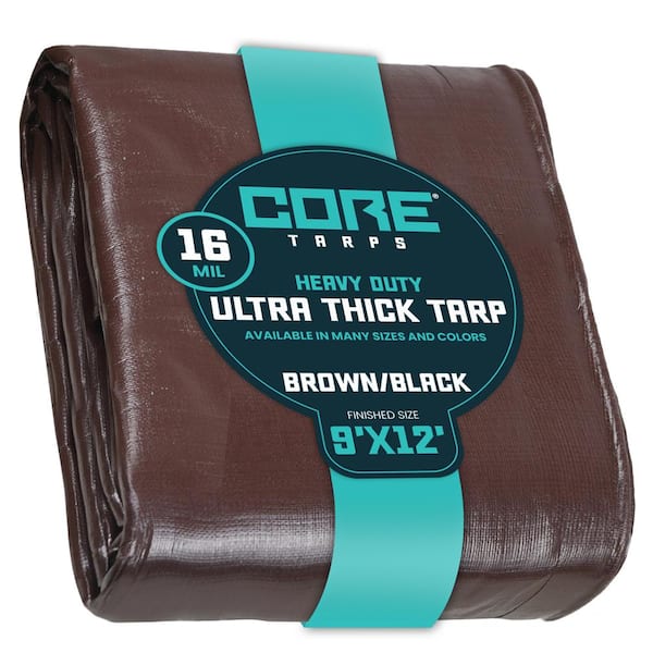 CORE TARPS 9 ft. x 12 ft. Brown/Black 16 Mil Heavy Duty Polyethylene Tarp, Waterproof, UV Resistant, Rip and Tear Proof