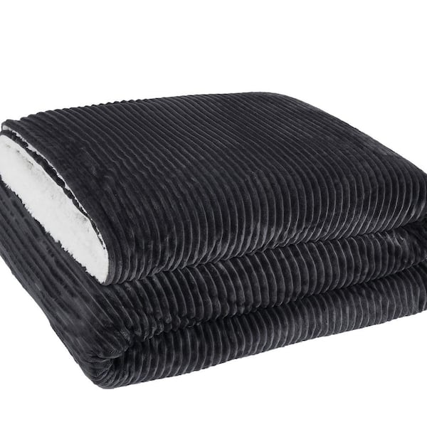 London Fog Large Corduroy Polyester Grey Full/Queen Blanket
