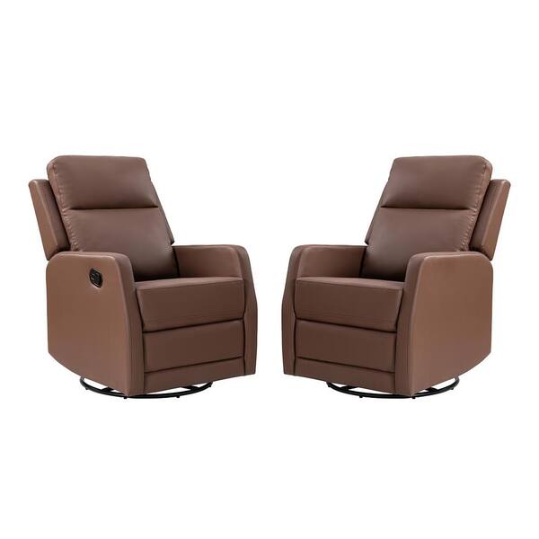 ARTFUL LIVING DESIGN Prudencia Brown Rocker Recliner with Wingback (Set of 2)