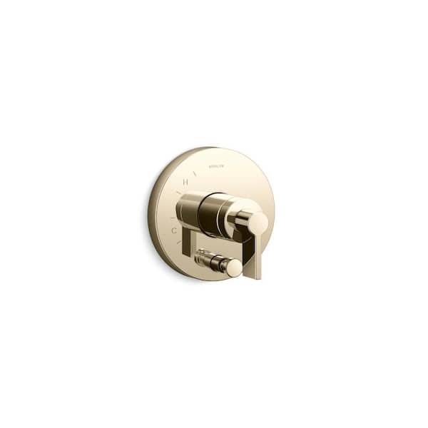 KOHLER Components Rite-Temp Valve Trim With Push-Button Diverter And Lever Handle in Vibrant French Gold