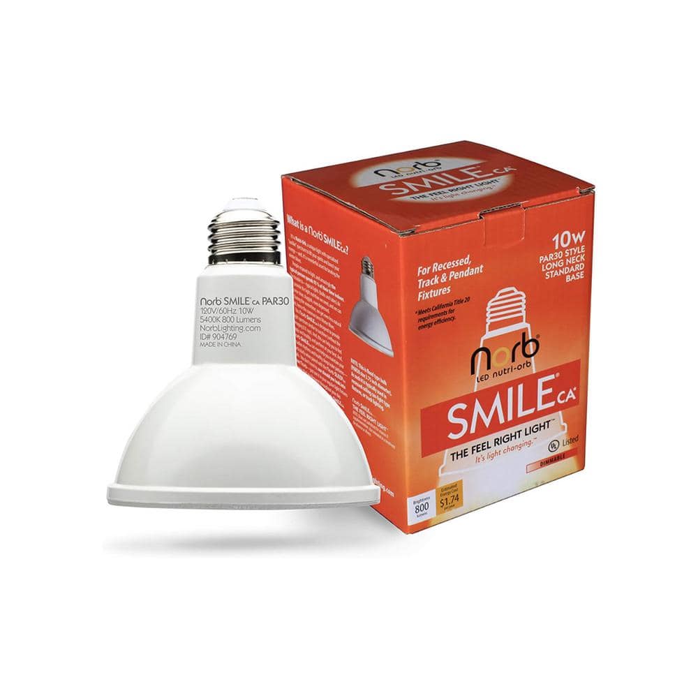 NorbSMILE 10W Equivalent California Long Neck PAR30 Sun-Spectrum 5000K Brig