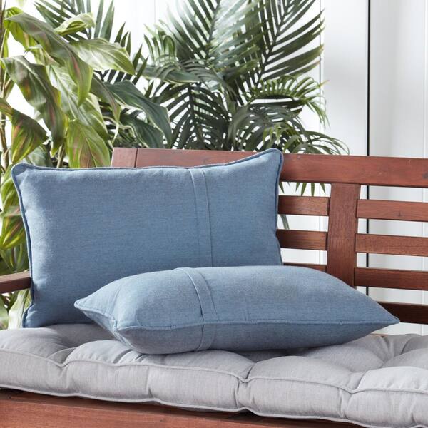 Greendale Home Fashions Sunbrella Spectrum Denim Rectanlge Outdoor Throw Pillow with Pleat (2-Pack)