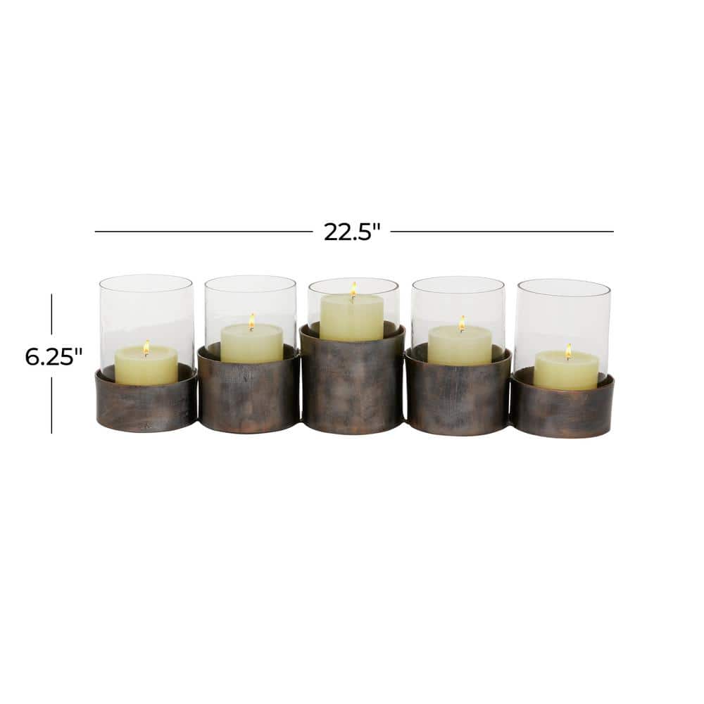 Black Metal and Glass 5-Holder Candle Centerpiece