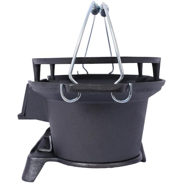 Wildaven 19.63 in. Oval Cast Iron Portable Charcoal Grill in