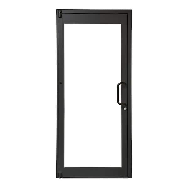 Teza SF55 Series Store Door 36 in. x 84 in. Left-Hand/Outswing Black Aluminum Prehung Commercial Door w No Fire Rating