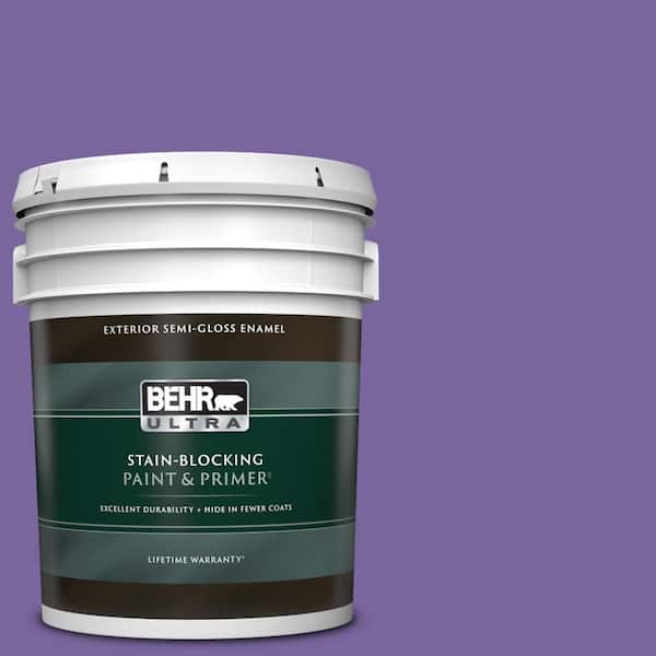 BEHR ULTRA 5 gal. #PPU16-03 Purple Paradise Semi-Gloss Enamel Exterior Paint & Primer