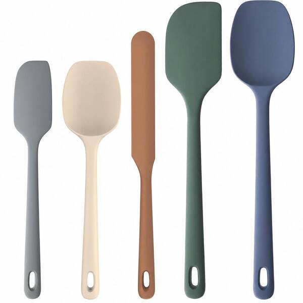 5-Piece Silicone Spatula Set with Ergonomic Grip Handle, Heat Resistant up to 600°F for Nonstick Cookware