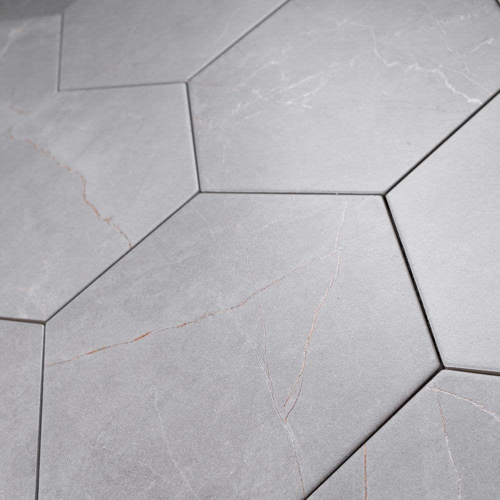 Elegance Gray Hexagon Porcelain Wall & Floor Tile 7.7" x 8.9"