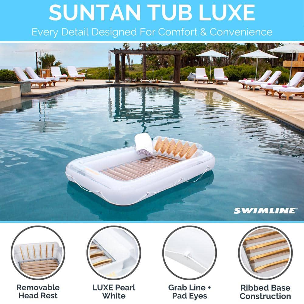 Pearlized White and Gold Inflatable Suntan Tub Lounger