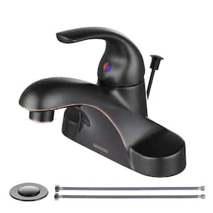 4 in. Centerset Single-Handle Low Arc Bathroom Faucet with Drain Kit Included in Oil Rubbed Bronze