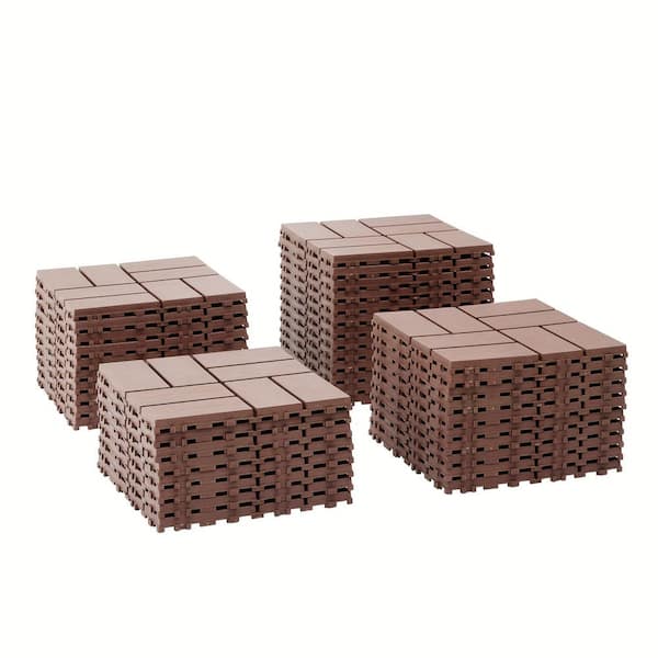 1ft. x 1ft. Quick Deck Composite Plastic Interlocking Deck Tile in Brown (44 sq. ft. per Box)