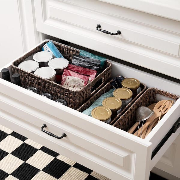 Brown 14.5 in. x 6.8 in. Polypropylene Decorative Basket Set of 3