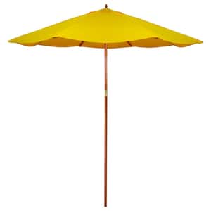 9 ft. Outdoor Market Patio Umbrella with Wooden Pole in Yellow