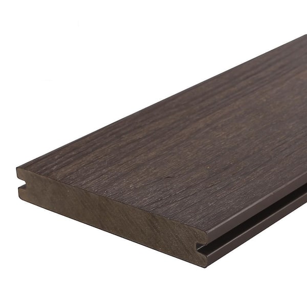 NewTechWood UltraShield Naturale Magellan 1 in. x 6 in. x 8 ft. Spanish Walnut Solid with Groove Composite Decking Board