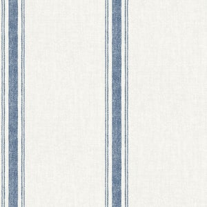 Blue Linette Navy Fabric Stripe Wallpaper Sample