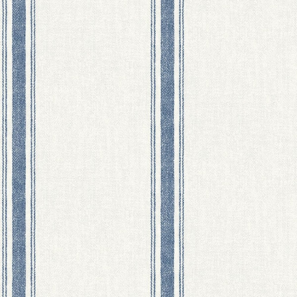 Chesapeake Blue Linette Navy Fabric Stripe Wallpaper Sample