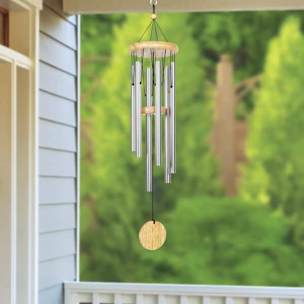 Exhart Silver Medium Metal Wind Chimes 18182 - The Home Depot