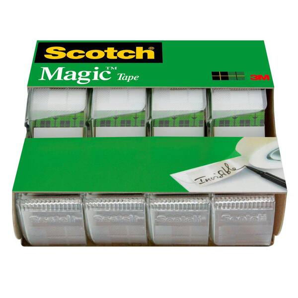 2 Packs 6 Bonus Size Rolls Of Scotch Magic Tape With Dispenser 3/4" x 450" Matte 