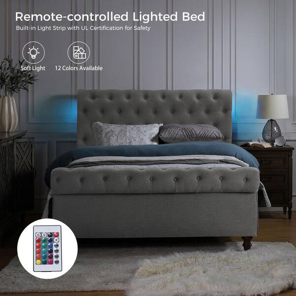 Grey double sleigh bed with mattress discount