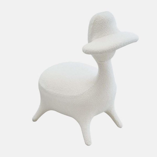 wetiny Beige Sherpa Lamb Fabric Gaming Side Chair
