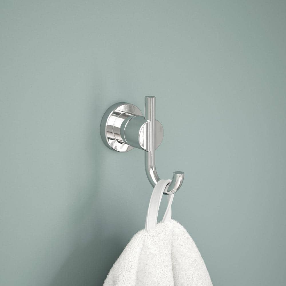 Polished Chrome Modern Double Wall-Mounted Towel Hook