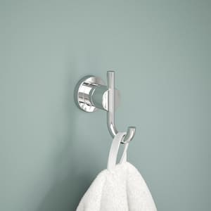 Nicoli Double Towel Hook Bath Hardware Accessory in Polished Chrome