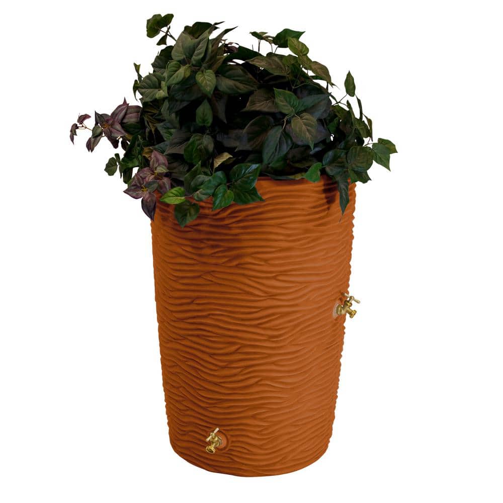 Good Ideas Impressions Palm 50 Gal. Terra Cotta Rain Barrel IMP-L50-TC - The Home Depot