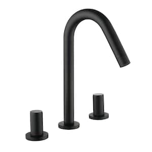 8 in. Widespread Double Handle 1.2 GPM Bathroom Faucet with Quick Connect Hose and Water Supply Hose in Matte Black