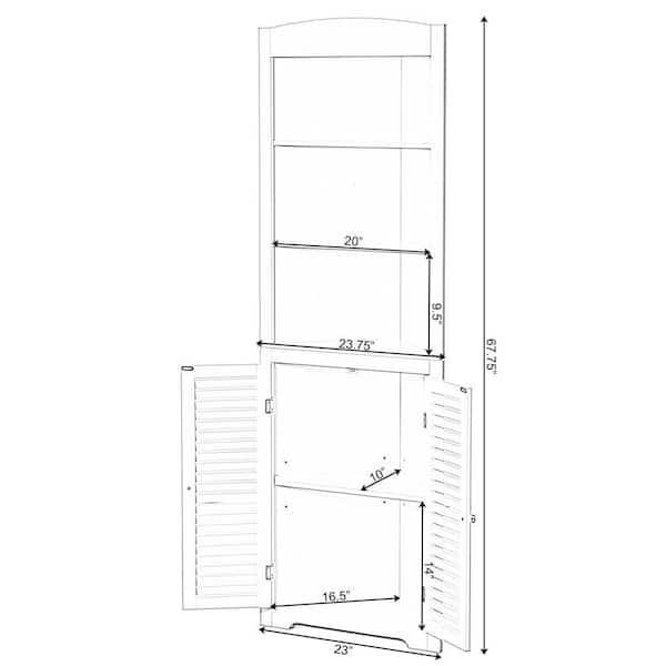 Basicwise White Standing Storage Corner Cabinet Organizer with 3