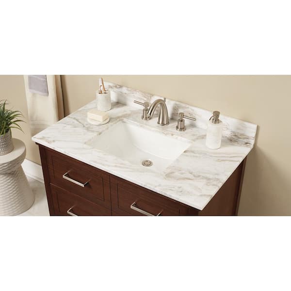 37 in. W Marble Single Sink Vanity Top in Arabescato Venato with White Sink 37 in. W Marble Single Sink Vanity Top in Arabescato Venato with White Sink