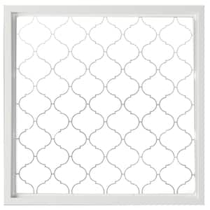23.5 in. x 23.5 in. Baroque Decorative Glass Picture Vinyl Window - White