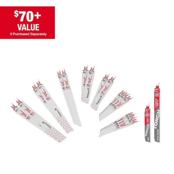 SAWZALL Metal Cutting Bi-Metal Reciprocating Saw Blade Set (16-Piece) with 2 Carbide Blades