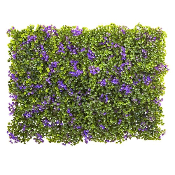 Nearly Natural Indoor 6in x 6in. Artificial Purple and Green Clover Mat (Set of 12)