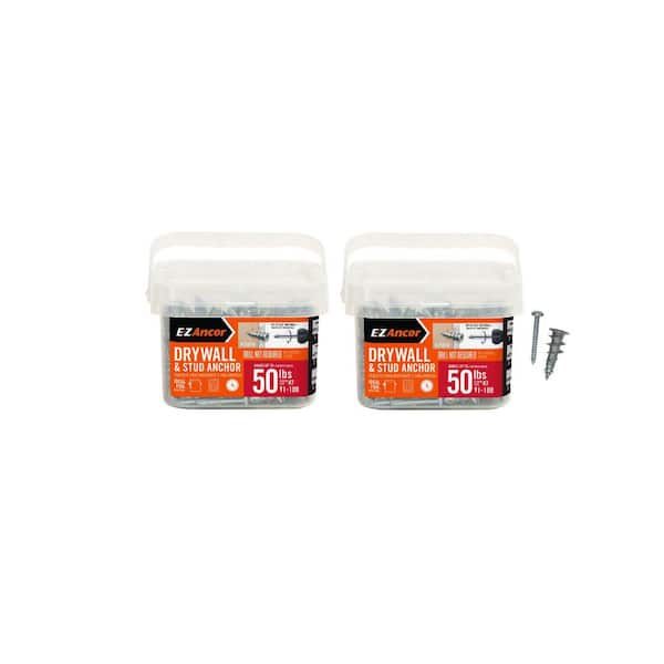 Stud Solver 50 lbs. #7 x 1-1/4 in. Zinc-Plated Phillips Flat-Head Drywall Anchors Combo Kit Includes 2 (100-Pack)