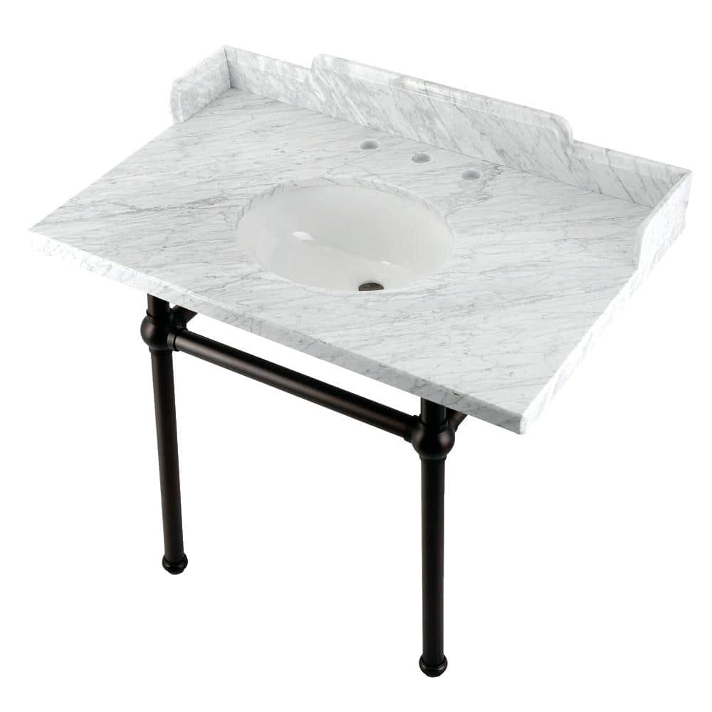 Kingston Brass Fauceture 36 in. Marble Console Sink Set with Brass Legs