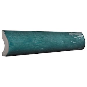 Chateau 1 in. x 8 in. Teal Green Ceramic Glossy Pencil Bullnose Tile Trim (0.556 sq. ft./case) (10-pack)