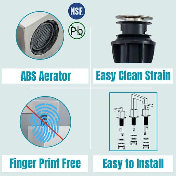 8 in. Widespread Double Handle Bathroom Faucet with Pop Up Drain and Water Supply Lines in Brushed Nickel