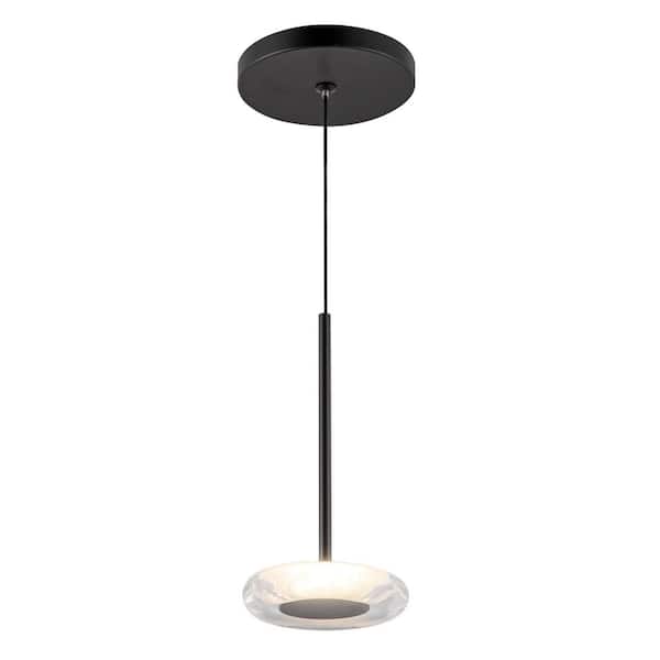 Stephord 4-in 1 Light 6-Watt Black/Clear Glass Integrated LED Pendant Light
