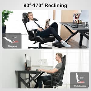 Gaming Chair with Speakers Bluetooth Faux Leather Game Chair Ergonomic Computer Desk Chair,Black