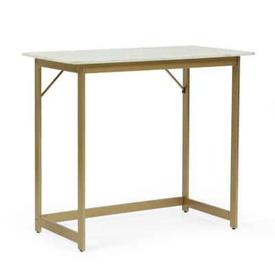 Holgate 34 in. White and Gold Marable Writing Desk
