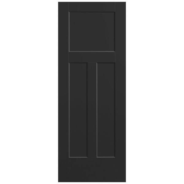 Masonite 30 in. x 80 in. 3-Panel Winslow Single Bore Hollow Core Jet Black Molded Composite Interior Door Slab