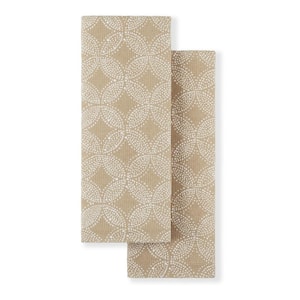 Island Tile Beige/White Cotton Kitchen Towel Set (2-Pack)