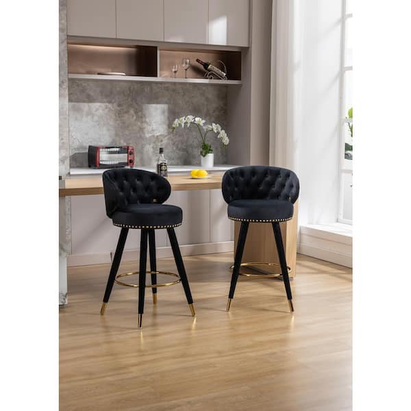 Black velvet bar discount stools with lion knocker